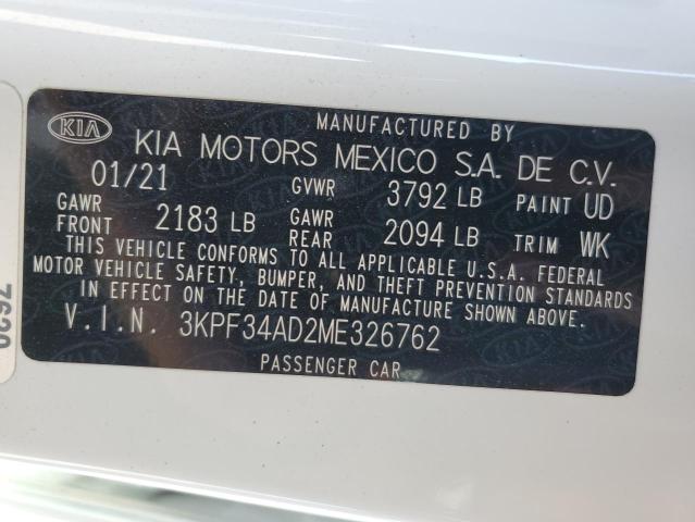 3KPF34AD2ME326762 - 2021 KIA FORTE GT LINE WHITE photo 13