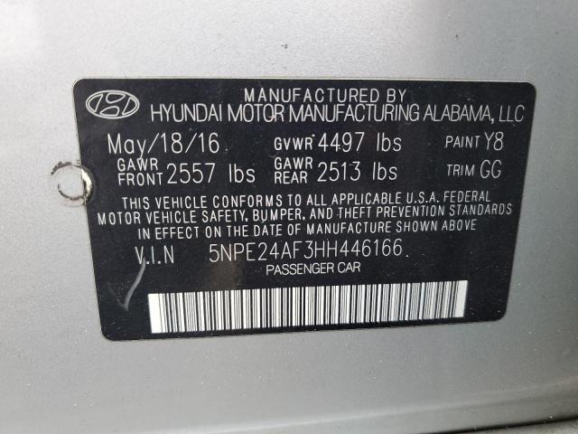 5NPE24AF3HH446166 - 2017 HYUNDAI SONATA SE SILVER photo 12