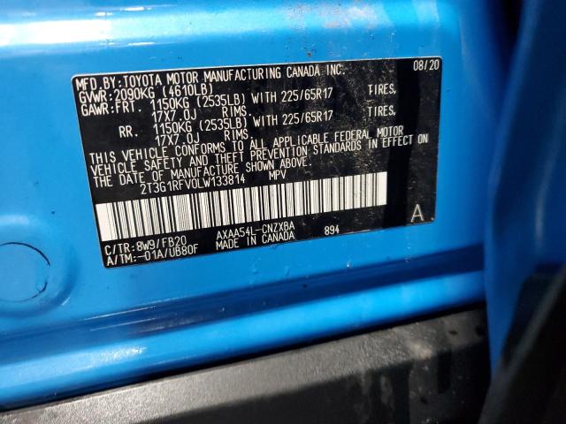 2T3G1RFV0LW133814 - 2020 TOYOTA RAV4 LE ლურჯი ფოტო 14