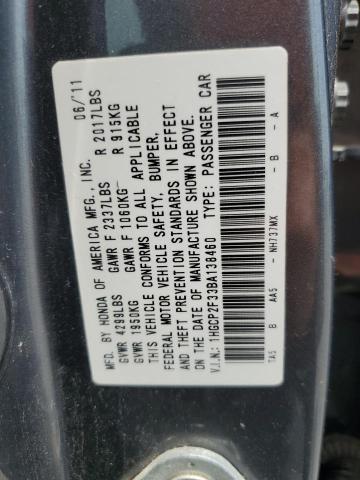 1HGCP2F33BA138460 - 2011 HONDA ACCORD LX GRAY photo 13