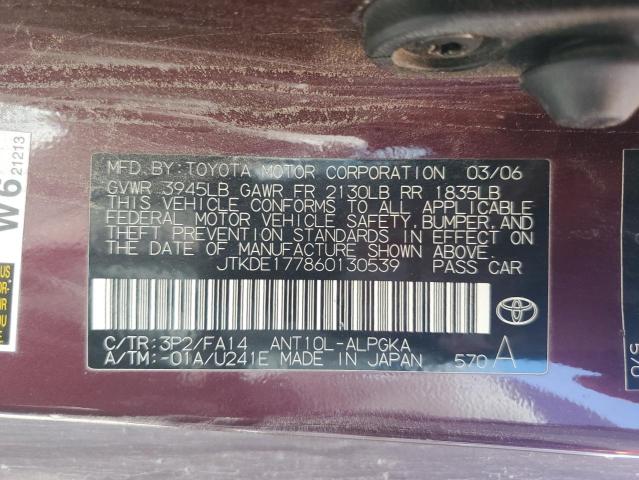 JTKDE177860130539 - 2006 TOYOTA SCION TC 紫色 照片 13