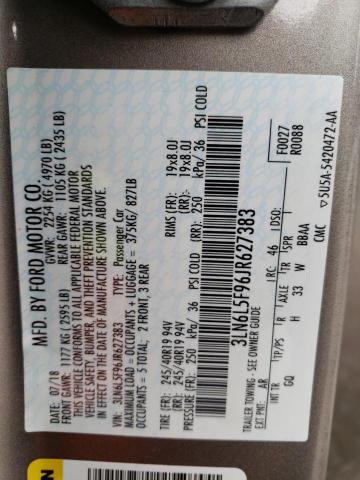 3LN6L5F96JR627383 - 2018 LINCOLN MKZ RESERVE თაფლისფერი ფოტო 12