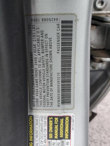 WVWAE63B65E083210 - 2005 VOLKSWAGEN PASSAT GLS TDI SILVER photo 12