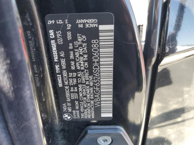 WBAGF6326SDH06088 - 1995 BMW 740 I AUTOMATIC BLACK photo 12