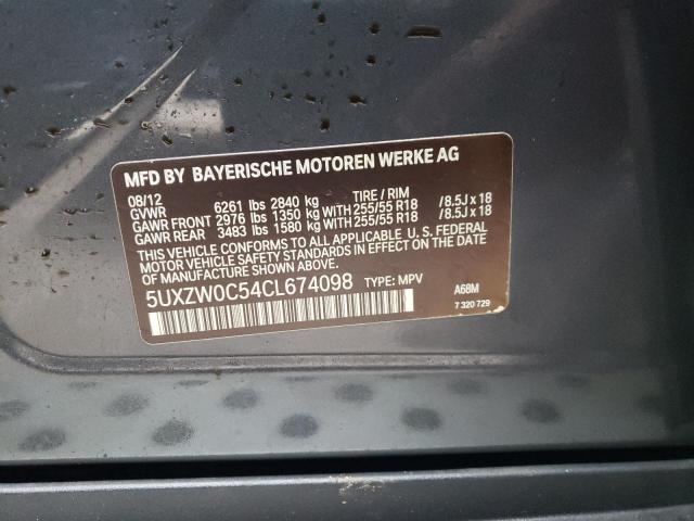 5UXZW0C54CL674098 - 2012 BMW X5 XDRIVE35D Gri fotoğraf 10