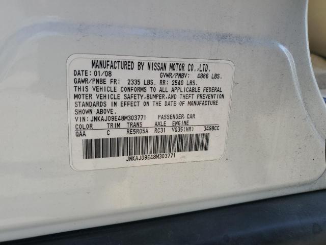 JNKAJ09E48M303771 - 2008 INFINITI EX35 BASE 白色 照片 12