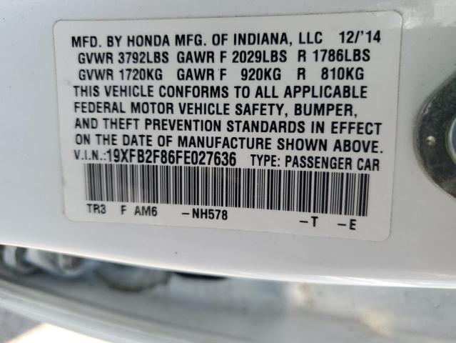 19XFB2F86FE027636 - 2015 HONDA CIVIC EX WHITE photo 12