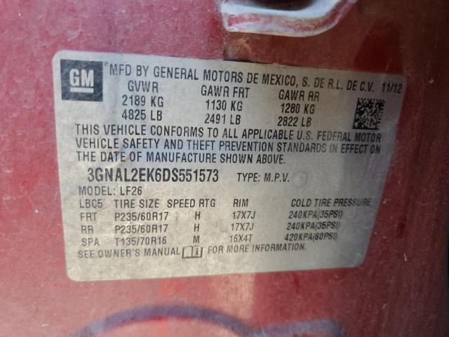 3GNAL2EK6DS551573 - 2013 CHEVROLET CAPTIVA LS MAROON photo 12