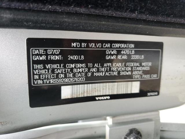 YV1RS592982676203 - 2008 VOLVO S60 2.5T SILVER photo 12