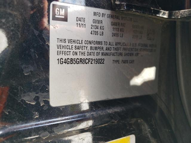 1G4GB5GR8CF219022 - 2012 BUICK LACROSSE CONVENIENCE BLACK photo 12