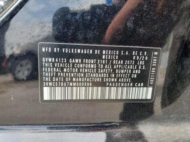 3VWC57BU7MM000598 - 2021 VOLKSWAGEN JETTA S BLACK photo 12