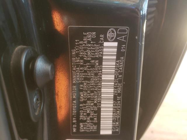 2T1BU4EEXBC729415 - 2011 TOYOTA COROLLA BASE BLACK photo 10