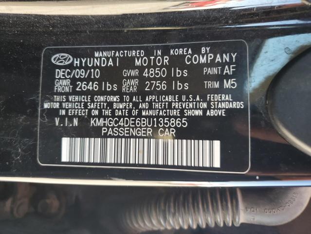 KMHGC4DE6BU135865 - 2011 HYUNDAI GENESIS 3.8L BLACK photo 12