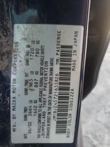 JM1BJ245721633826 - 2002 MAZDA PROTEGE PR5 蓝色 照片 12