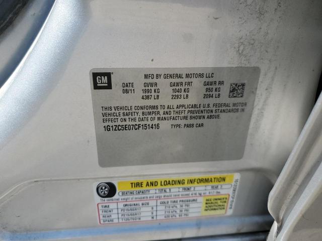 1G1ZC5E07CF151416 - 2012 CHEVROLET MALIBU 1LT 银色 照片 12