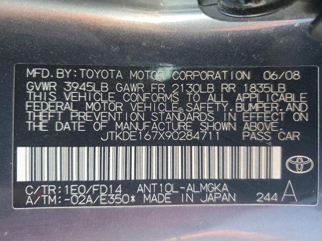 JTKDE167X90284711 - 2009 TOYOTA SCION TC Boz foto 12