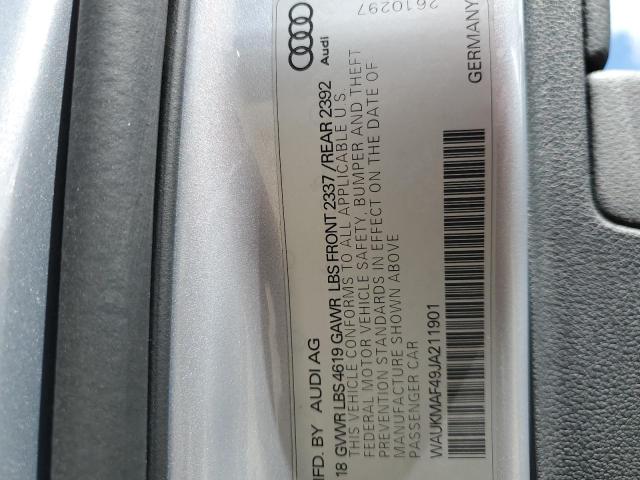 WAUKMAF49JA211901 - 2018 AUDI A4 PREMIUM SILVER photo 13