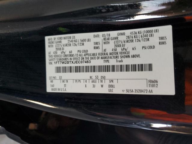 1FT7W2BTXJEC07483 - 2018 FORD F250 SUPER DUTY შავი ფოტო 12