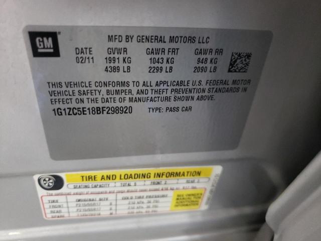 1G1ZC5E18BF298920 - 2011 CHEVROLET MALIBU 1LT SILVER photo 12