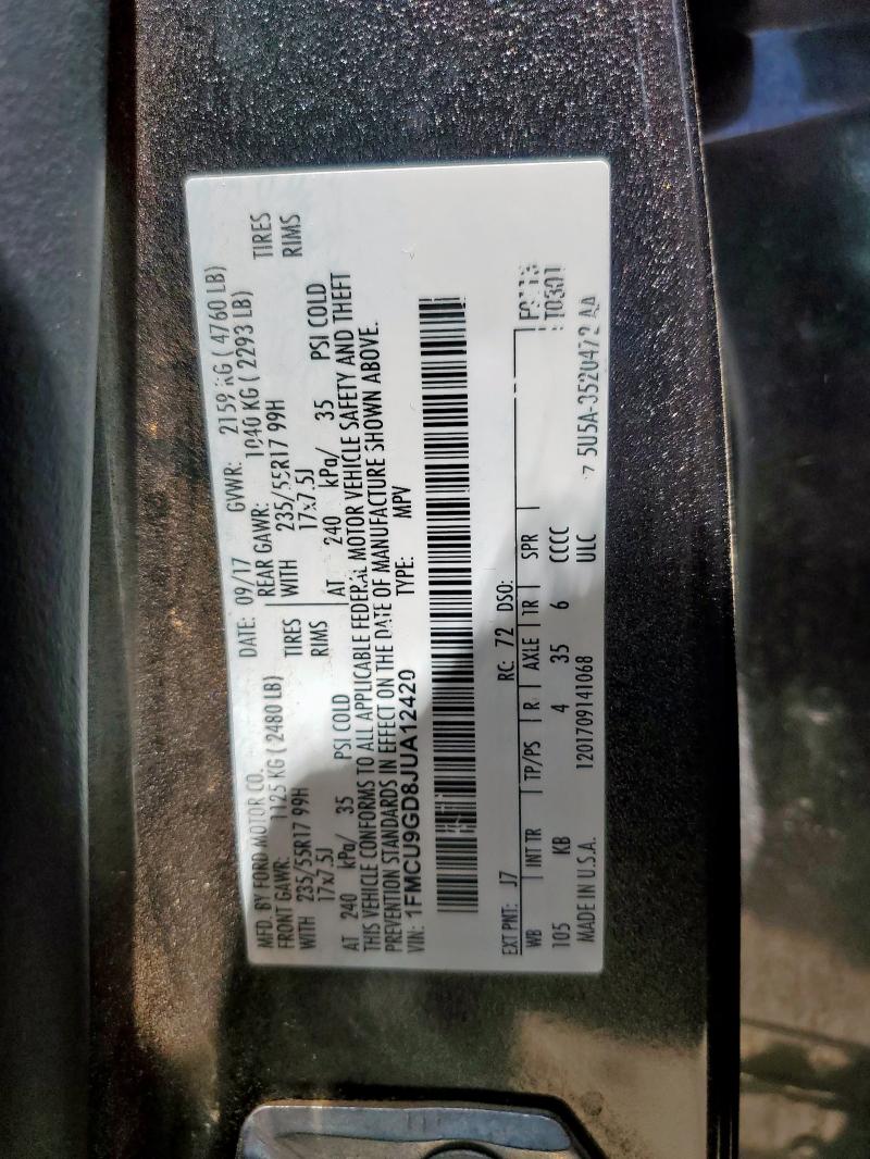 1FMCU9GD8JUA12420 - 2018 FORD ESCAPE SE Boz foto 13