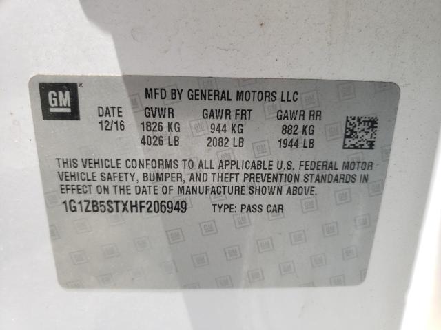 1G1ZB5STXHF206949 - 2017 CHEVROLET MALIBU LS 白色 照片 12