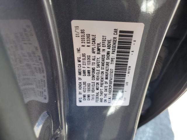 1HGCR2F86FA107537 - 2015 HONDA ACCORD EXL GRAY photo 12