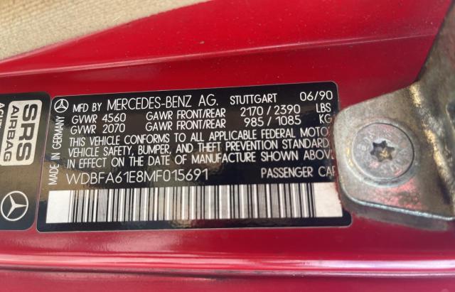 WDBFA61E8MF015691 - 1991 MERCEDES-BENZ 300 SL RED photo 10