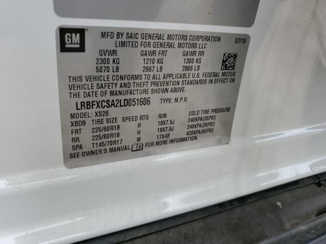 LRBFXCSA2LD051606 - 2020 BUICK ENVISION ESSENCE Ақ фото 12