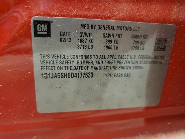 1G1JA5SH6D4177533 - 2013 CHEVROLET SONIC LS 红色 照片 12