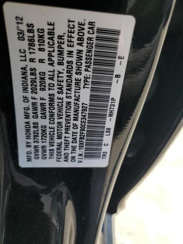 19XFB2F90CE347927 - 2012 HONDA CIVIC EXL BLACK photo 13