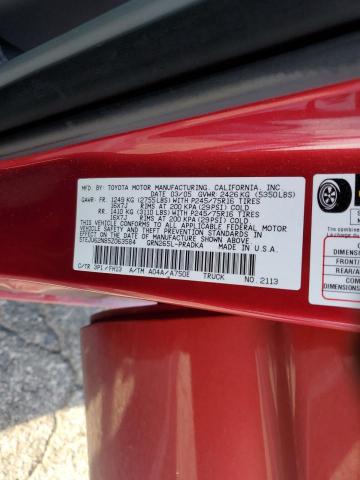 5TEJU62N85Z063584 - 2005 TOYOTA TACOMA DOUBLE CAB PRERUNNER RED photo 12