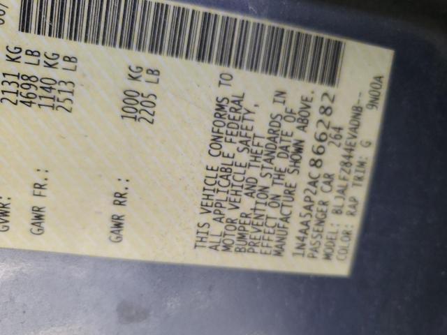 1N4AA5AP2AC866282 - 2010 NISSAN MAXIMA S 黑色 照片 14