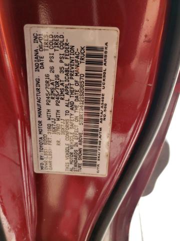 5TBRT34121S208570 - 2001 TOYOTA TUNDRA ACCESS CAB ბურგუნდია ფოტო 12