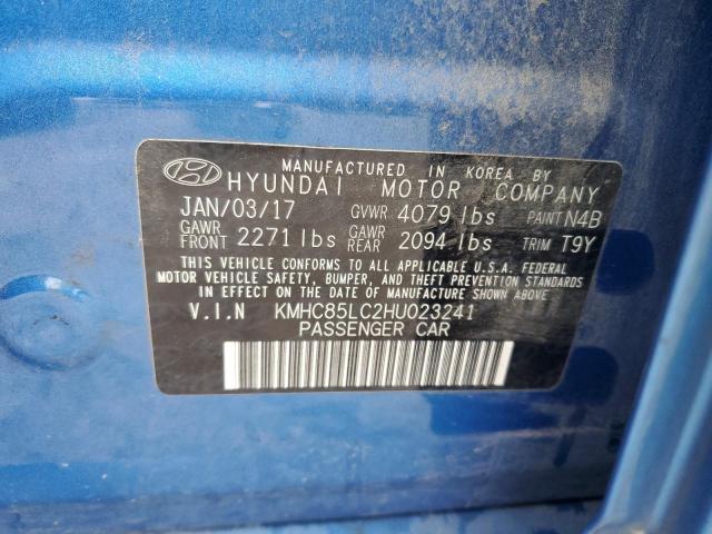 KMHC85LC2HU023241 - 2017 HYUNDAI IONIQ LIMITED BLUE photo 12