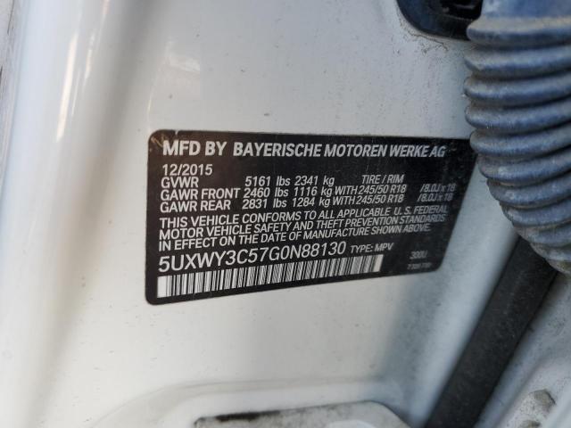 5UXWY3C57G0N88130 - 2016 BMW X3 XDRIVE28D WHITE photo 12