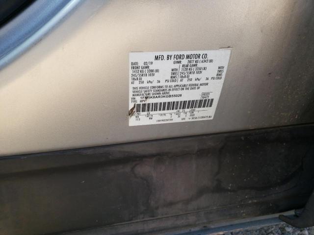 1FM5K8AR3KGB55028 - 2019 FORD EXPLORER POLICE INTERCEPTOR SILVER photo 12