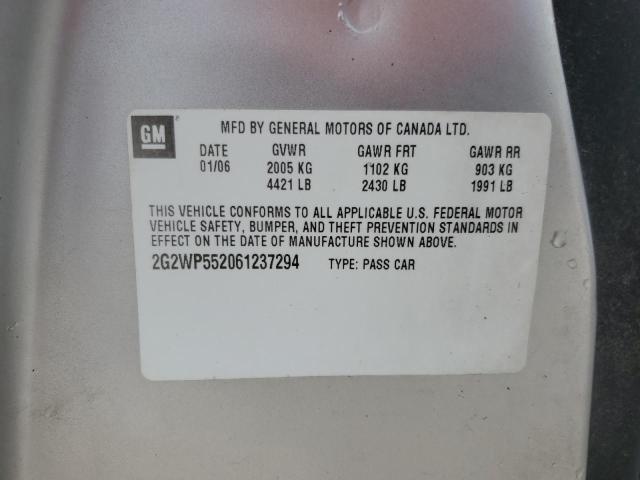 2G2WP552061237294 - 2006 PONTIAC GRAND PRIX SILVER photo 12