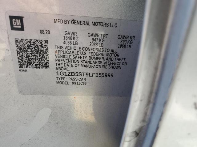 1G1ZB5ST9LF155999 - 2020 CHEVROLET MALIBU LS ვერცხლისფერი ფოტო 12