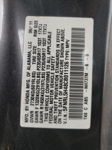 5FNRL5H48CB011126 - 2012 HONDA ODYSSEY EX GRAY photo 13