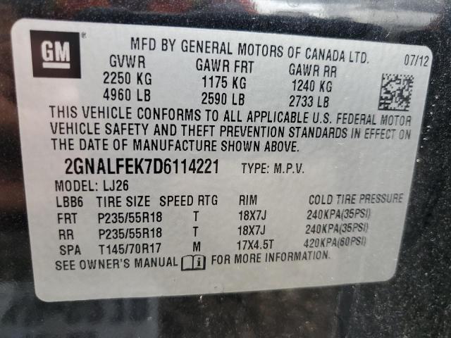 2GNALFEK7D6114221 - 2013 CHEVROLET EQUINOX LTZ BLACK photo 13