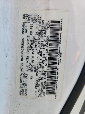 5TBBT4413YS044005 - 2000 TOYOTA TUNDRA ACCESS CAB თეთრი ფოტო 12