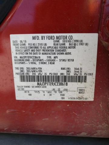 MAJ3P1TE9JC238618 - 2018 FORD ECOSPORT SE RED photo 13