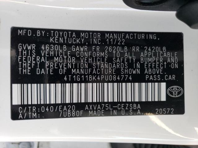 4T1G11BK4PU084774 - 2023 TOYOTA CAMRY SE NIGHT SHADE WHITE photo 12