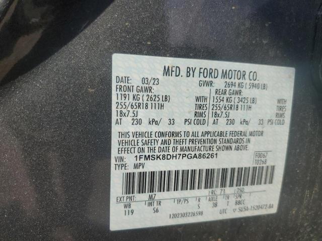 1FMSK8DH7PGA86261 - 2023 FORD EXPLORER XLT 灰色 照片 14