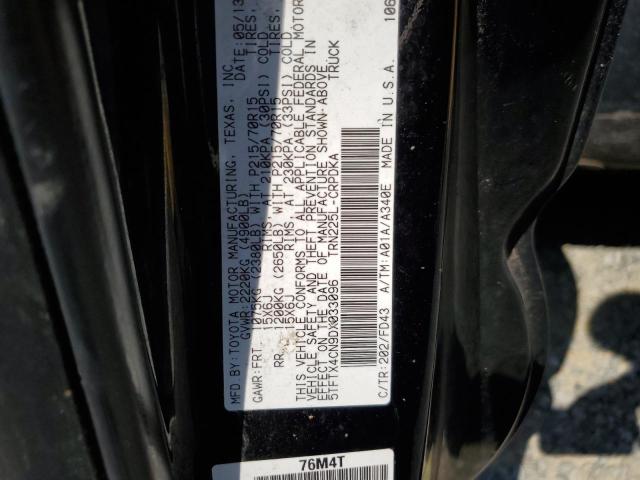 5TFTX4CN9DX033096 - 2013 TOYOTA TACOMA ACCESS CAB Қара фото 12