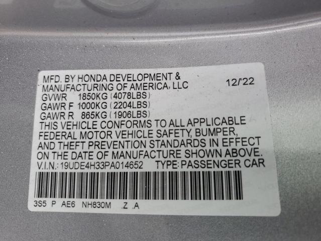 19UDE4H33PA014652 - 2023 ACURA INTEGRA A-SPEC SILVER photo 12