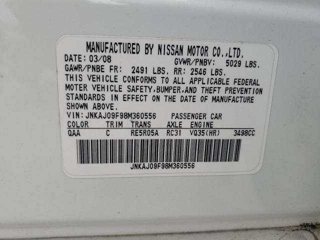 JNKAJ09F98M360556 - 2008 INFINITI EX35 BASE Սպիտակ լուսանկար 13