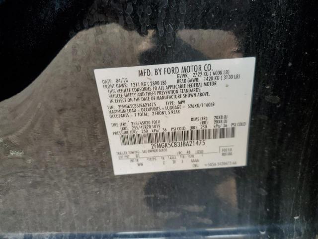 2FMGK5C83JBA21475 - 2018 FORD FLEX SEL BLACK photo 14