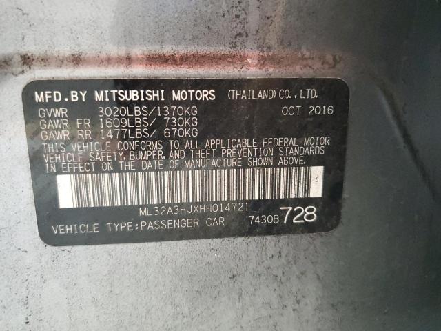 ML32A3HJXHH014721 - 2017 MITSUBISHI MIRAGE ES GRAY photo 13