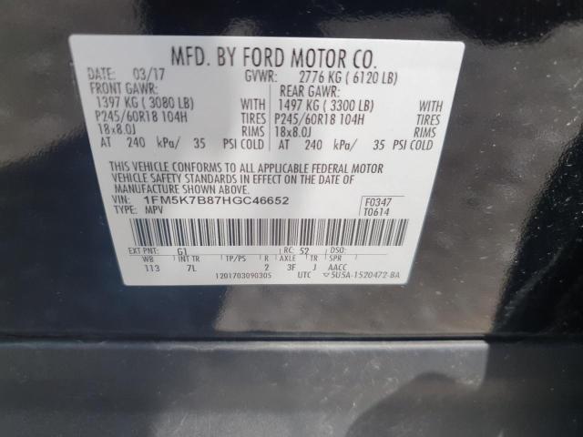 1FM5K7B87HGC46652 - 2017 FORD EXPLORER BLACK photo 13